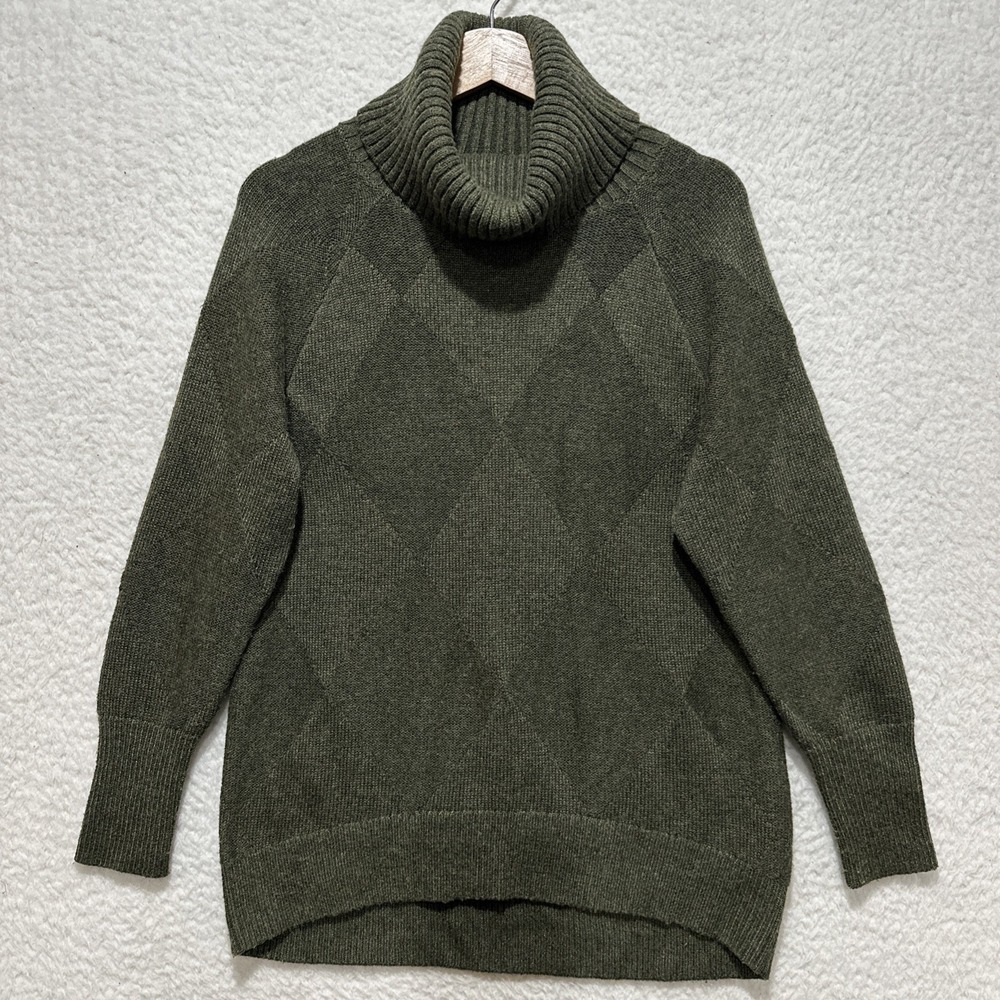 Banana Republic Green Turtleneck Diamond Pattern Sweater Women's Size XS